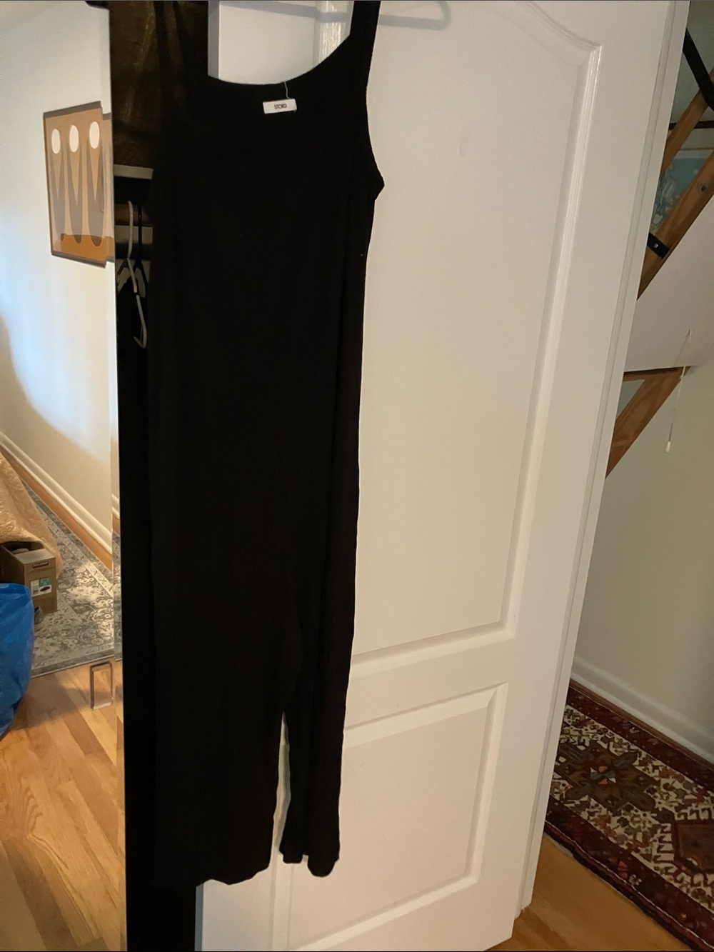 Storq maternity ribbed Scoop Sleeveless Black Wide-Leg Jumpsuit o/s